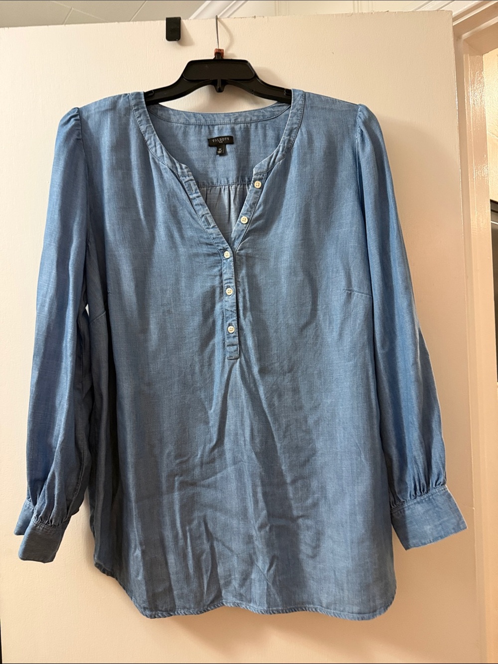 Talbots Light Chambray Button-Placket Tunic in Blue